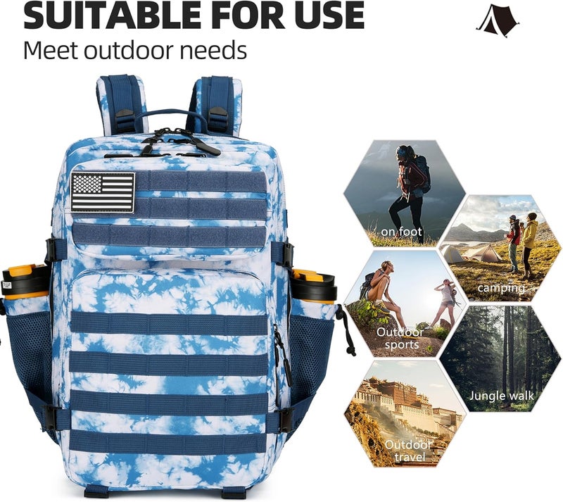 Lovelinks21 45L Tactical Assault Backpack 3 day assault pack with Molle Waterproof backpack Rucksack for Tactical Backpacks (Blue coral) - Image 2